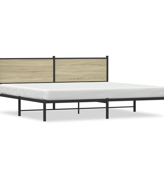 Metallbett ohne Matratze Sonoma-Eiche 200x200 cm