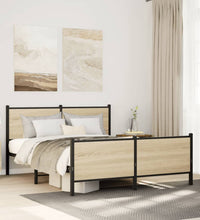 Metallbett ohne Matratze Sonoma-Eiche 140x190 cm