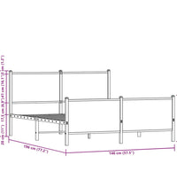 Metallbett ohne Matratze Sonoma-Eiche 140x190 cm