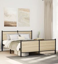 Metallbett ohne Matratze Sonoma-Eiche 140x200 cm