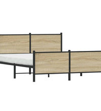 Metallbett ohne Matratze Sonoma-Eiche 150x200 cm