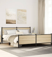 Metallbett ohne Matratze Sonoma-Eiche 183x213 cm