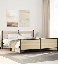 Metallbett ohne Matratze Sonoma-Eiche 193x203 cm