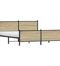 Metallbett ohne Matratze Sonoma-Eiche 193x203 cm