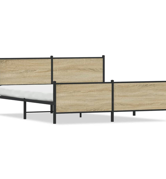 Metallbett ohne Matratze Sonoma-Eiche 193x203 cm