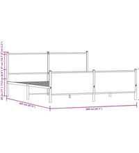 Metallbett ohne Matratze Sonoma-Eiche 200x200 cm