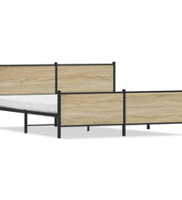 Metallbett ohne Matratze Sonoma-Eiche 200x200 cm