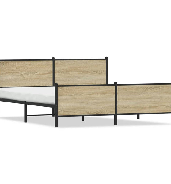 Metallbett ohne Matratze Sonoma-Eiche 200x200 cm