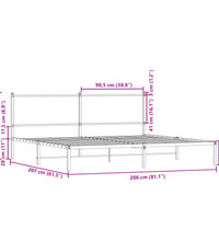 Metallbett ohne Matratze Braun Eichen-Optik 200x200 cm