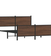 Metallbett ohne Matratze Braun Eichen-Optik 140x190 cm
