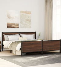 Metallbett ohne Matratze Braun Eichen-Optik 140x190 cm