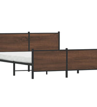 Metallbett ohne Matratze Braun Eichen-Optik 140x190 cm