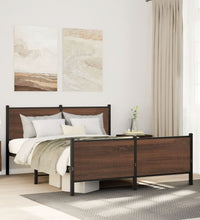 Metallbett ohne Matratze Braun Eichen-Optik 140x200 cm