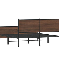 Metallbett ohne Matratze Braun Eichen-Optik 140x200 cm