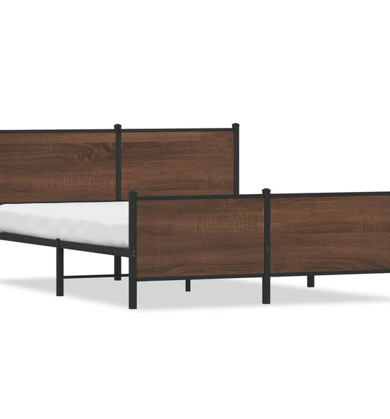 Metallbett ohne Matratze Braun Eichen-Optik 140x200 cm