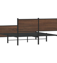 Metallbett ohne Matratze Braun Eichen-Optik 150x200 cm