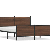 Metallbett ohne Matratze Braun Eichen-Optik 160x200 cm