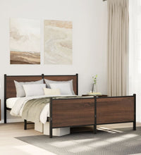 Metallbett ohne Matratze Braun Eichen-Optik 180x200 cm