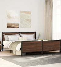 Metallbett ohne Matratze Braun Eichen-Optik 180x200 cm
