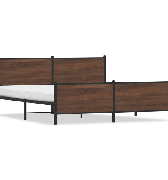 Metallbett ohne Matratze Braun Eichen-Optik 183x213 cm