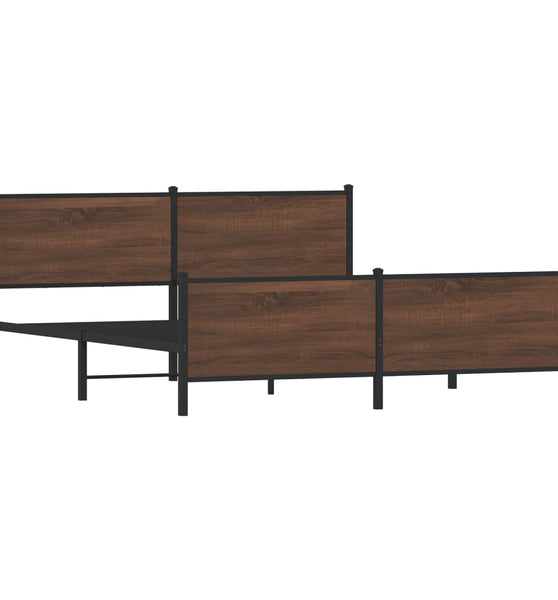 Metallbett ohne Matratze Braun Eichen-Optik 193x203 cm