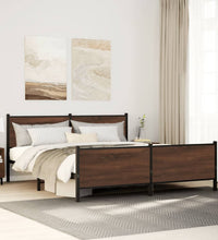 Metallbett ohne Matratze Braun Eichen-Optik 193x203 cm