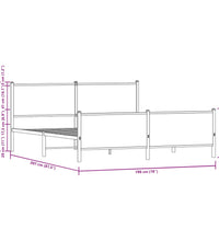 Metallbett ohne Matratze Braun Eichen-Optik 193x203 cm