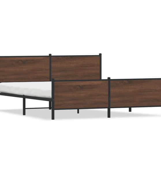 Metallbett ohne Matratze Braun Eichen-Optik 193x203 cm