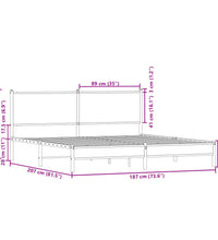 Metallbett ohne Matratze Räuchereiche 180x200 cm
