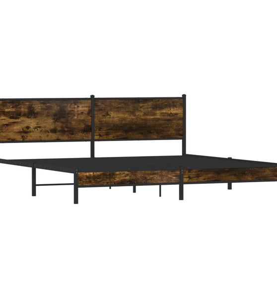 Metallbett ohne Matratze Räuchereiche 193x203 cm
