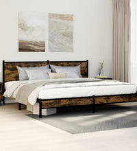 Metallbett ohne Matratze Räuchereiche 193x203 cm