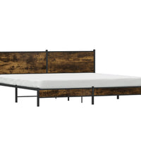 Metallbett ohne Matratze Räuchereiche 193x203 cm