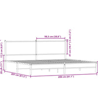Metallbett ohne Matratze Räuchereiche 200x200 cm