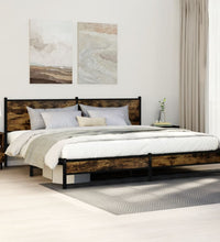 Metallbett ohne Matratze Räuchereiche 193x203 cm