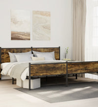 Metallbett ohne Matratze Räuchereiche 193x203 cm