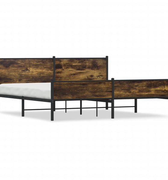 Metallbett ohne Matratze Räuchereiche 193x203 cm
