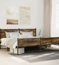 Metallbett ohne Matratze Räuchereiche 200x200 cm