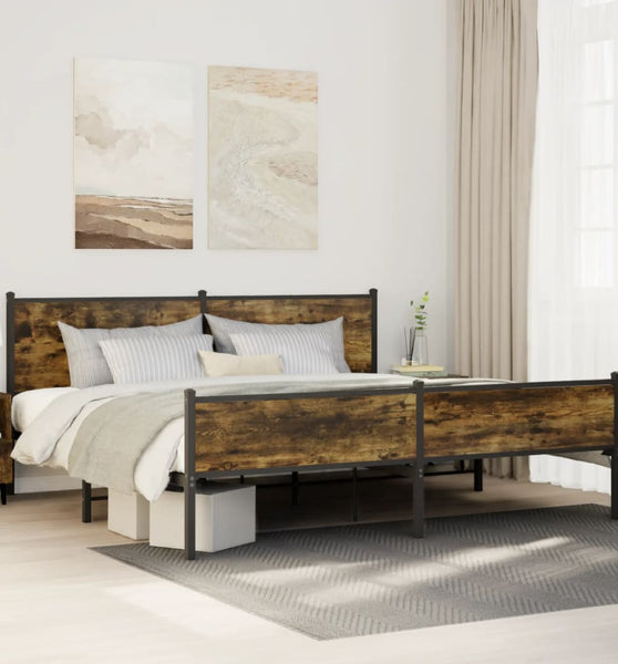 Metallbett ohne Matratze Räuchereiche 200x200 cm