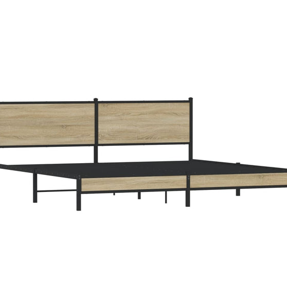 Metallbett ohne Matratze Sonoma-Eiche 193x203 cm
