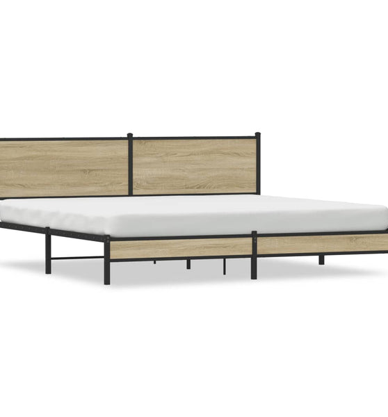 Metallbett ohne Matratze Sonoma-Eiche 193x203 cm