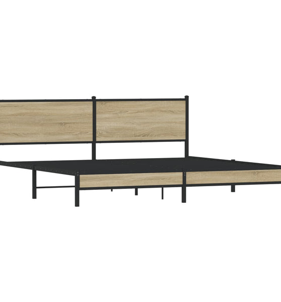 Metallbett ohne Matratze Sonoma-Eiche 200x200 cm