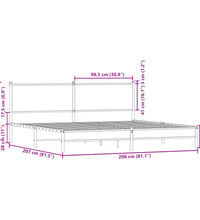 Metallbett ohne Matratze Sonoma-Eiche 200x200 cm