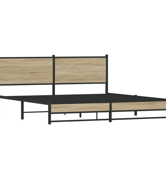 Metallbett ohne Matratze Sonoma-Eiche 183x213 cm