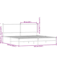 Metallbett ohne Matratze Sonoma-Eiche 183x213 cm