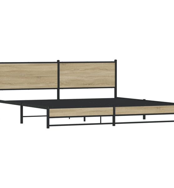 Metallbett ohne Matratze Sonoma-Eiche 193x203 cm