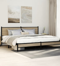 Metallbett ohne Matratze Sonoma-Eiche 193x203 cm