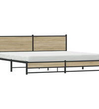 Metallbett ohne Matratze Sonoma-Eiche 200x200 cm