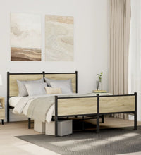 Metallbett ohne Matratze Sonoma-Eiche 150x200 cm