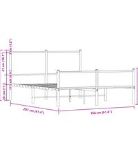 Metallbett ohne Matratze Sonoma-Eiche 150x200 cm
