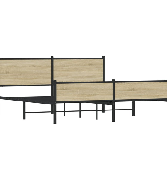 Metallbett ohne Matratze Sonoma-Eiche 160x200 cm